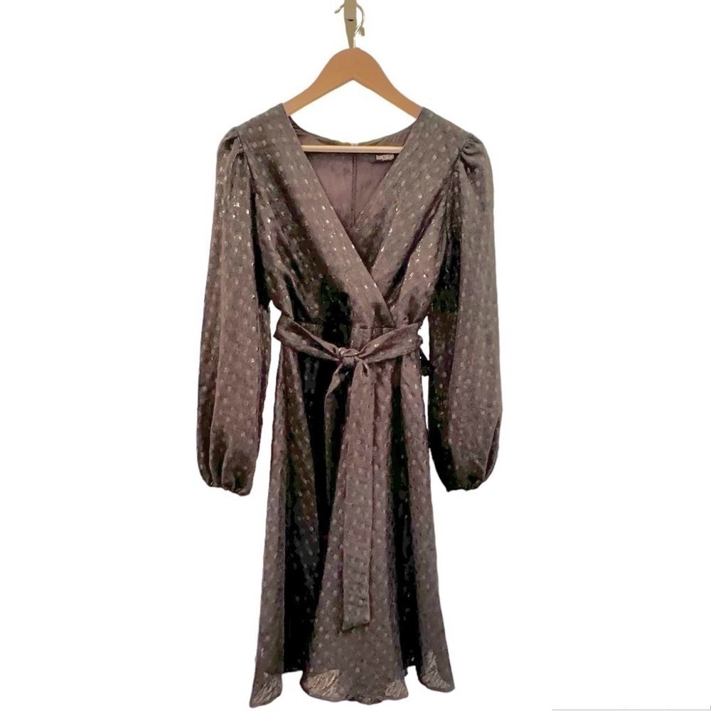 Kensie Metallic Belted A-Line Dress Size 4 Color‎